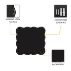 Specchio da bagno quadrato moderno Okak 36IN con cornice ondulata in legno massello, specchio da parete ad alta riflessione, specchio per vanità per bagno, soggiorno