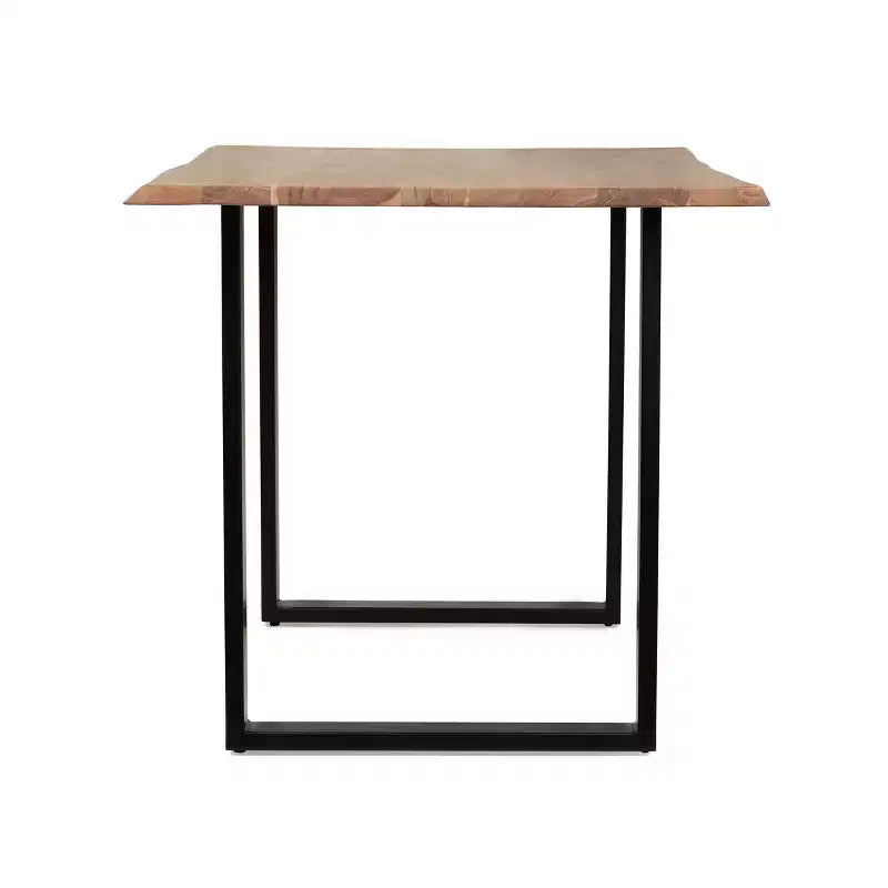 Okak 55IN Tavolo da Pranzo con Gambe ad Anello in Metallo, Tavolo da Cucina con Piano in Legno, Tavolo da Pranzo per Soggiorno, Sala da Pranzo, Naturale+Nero