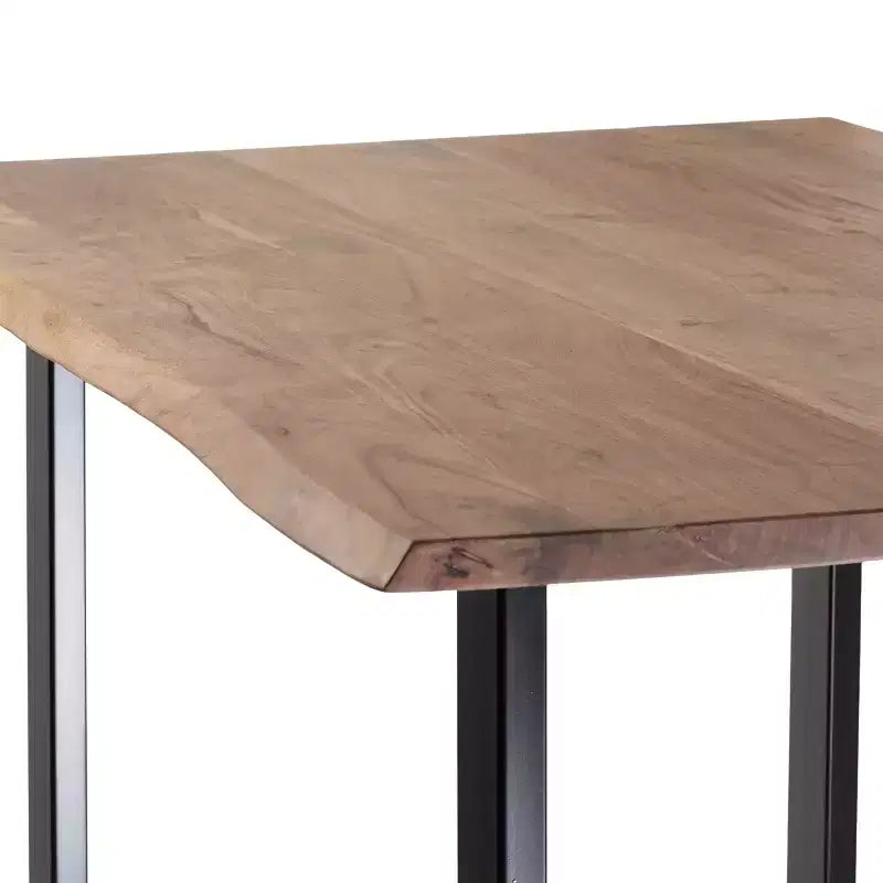 Okak 55IN Tavolo da Pranzo con Gambe ad Anello in Metallo, Tavolo da Cucina con Piano in Legno, Tavolo da Pranzo per Soggiorno, Sala da Pranzo, Naturale+Nero