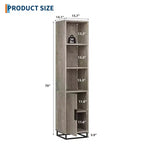 Mobiletto contenitore alto 178 cm con base con struttura in metallo e ripiani regolabili, mobiletto contenitore aperto autoportante per bagno, soggiorno