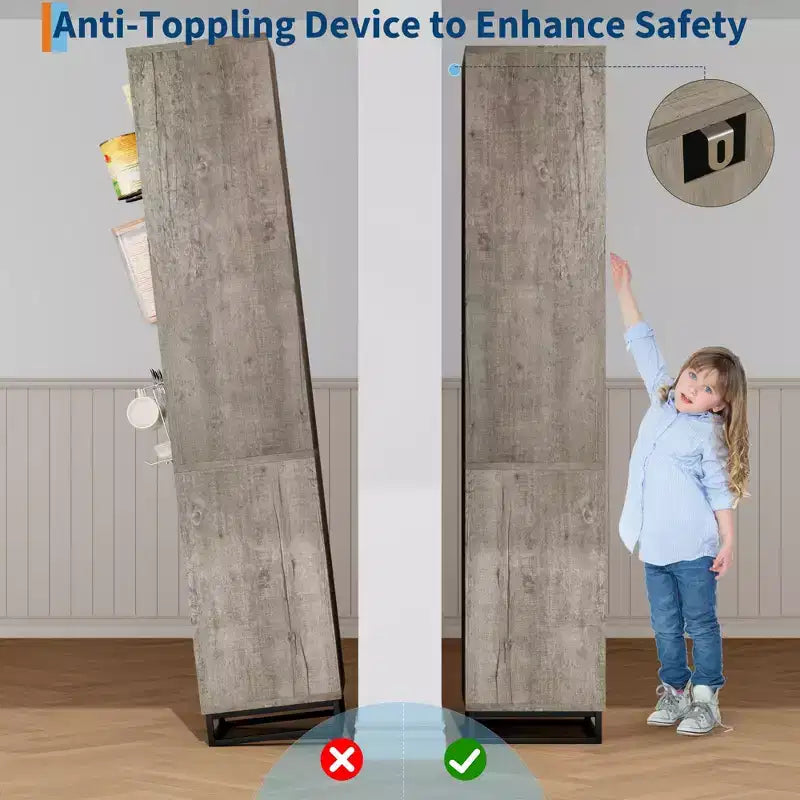 Mobiletto contenitore alto 178 cm con base con struttura in metallo e ripiani regolabili, mobiletto contenitore aperto autoportante per bagno, soggiorno