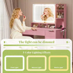Besiost Toeletta con Specchio e 3 Luci Colorate, Scrivania da Trucco con Cassetti