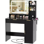 Besiost Toeletta con Specchio e 3 Luci Colorate, Scrivania da Trucco con Cassetti