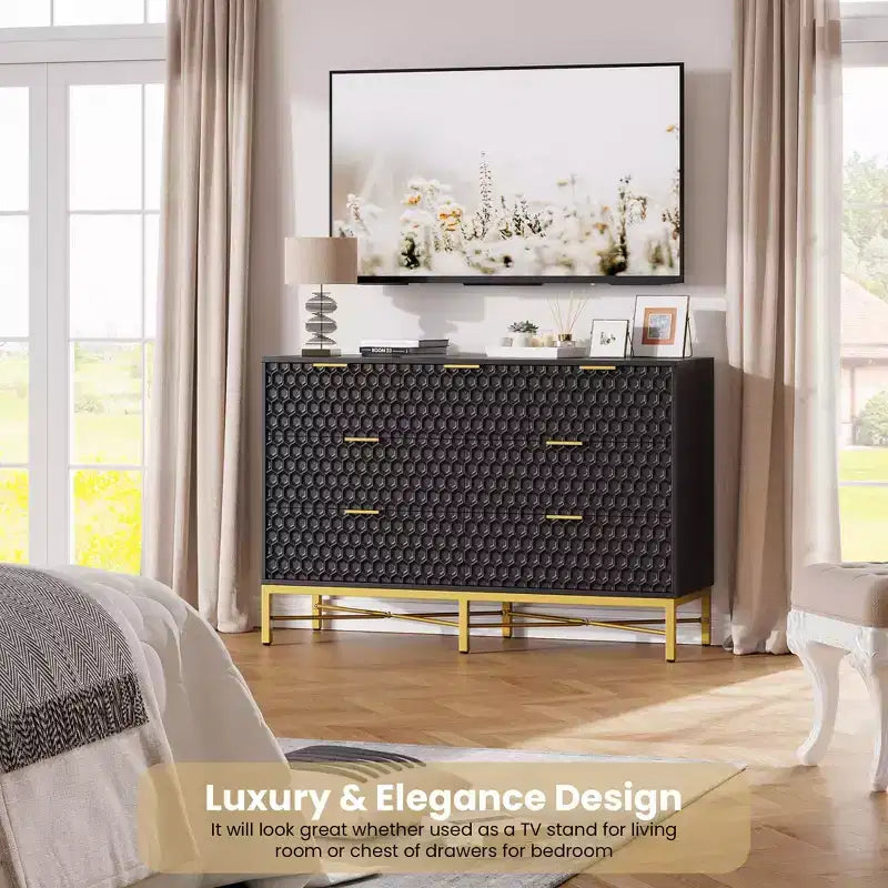 Comò da camera da letto, cassettiera in legno a 7 cassetti con cassetti profondi e parte superiore ampia, cassettiere e cassettiere moderne per corridoio, ingresso