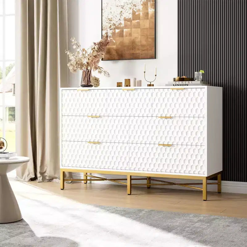 Comò da camera da letto, cassettiera in legno a 7 cassetti con cassetti profondi e parte superiore ampia, cassettiere e cassettiere moderne per corridoio, ingresso