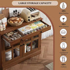 Mobile dispensa da cucina, 2 ante in vetro, buffet, cassetti laterali, con ripiani regolabili per sala da pranzo, cucina, ingresso