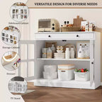 Mobile dispensa da cucina, 2 ante in vetro, buffet, cassetti laterali, con ripiani regolabili per sala da pranzo, cucina, ingresso