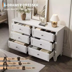 Cassettiera a 6 cassetti, mobile contenitore in legno con maniglie in metallo, cassettiera ampia moderna/mobile TV, per camera da letto, soggiorno, ingresso