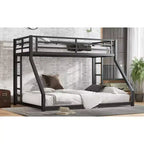 Bellemave Letto a castello Twin XL su Queen con scaletta e ringhiera di sicurezza, telaio del letto a castello resistente e silenzioso per adolescenti e adulti, nero