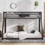 Bellemave Letto a castello Twin XL su Queen con scaletta e ringhiera di sicurezza, telaio del letto a castello resistente e silenzioso per adolescenti e adulti, nero