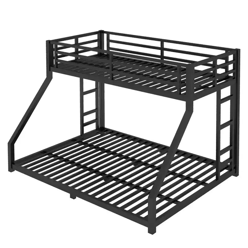 Bellemave Letto a castello Twin XL su Queen con scaletta e ringhiera di sicurezza, telaio del letto a castello resistente e silenzioso per adolescenti e adulti, nero