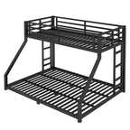 Bellemave Letto a castello Twin XL su Queen con scaletta e ringhiera di sicurezza, telaio del letto a castello resistente e silenzioso per adolescenti e adulti, nero