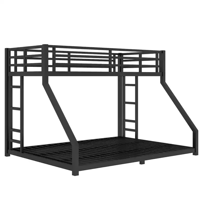 Bellemave Letto a castello Twin XL su Queen con scaletta e ringhiera di sicurezza, telaio del letto a castello resistente e silenzioso per adolescenti e adulti, nero