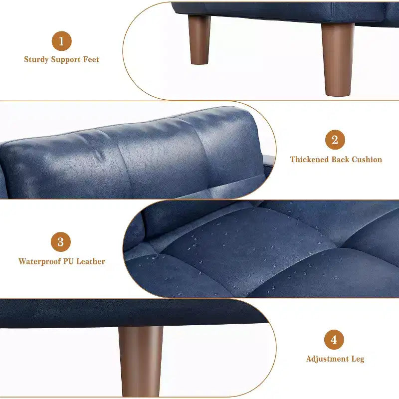 COZONY 83.1 Divano a 3 posti in similpelle, divanetto imbottito oversize con cuscino posteriore, divano moderno di metà secolo per soggiorno, ufficio