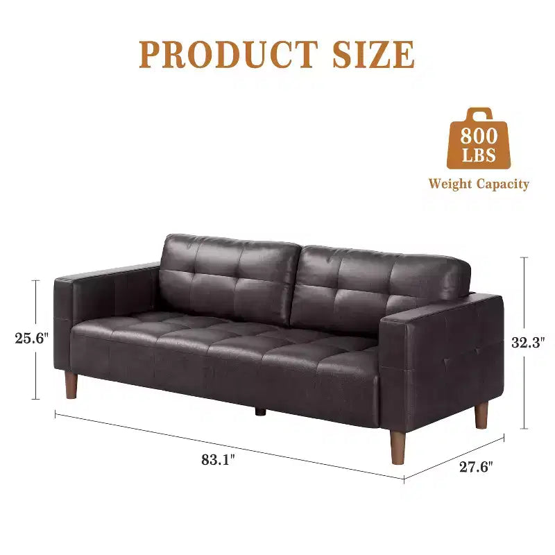 COZONY 83.1 Divano a 3 posti in similpelle, divanetto imbottito oversize con cuscino posteriore, divano moderno di metà secolo per soggiorno, ufficio