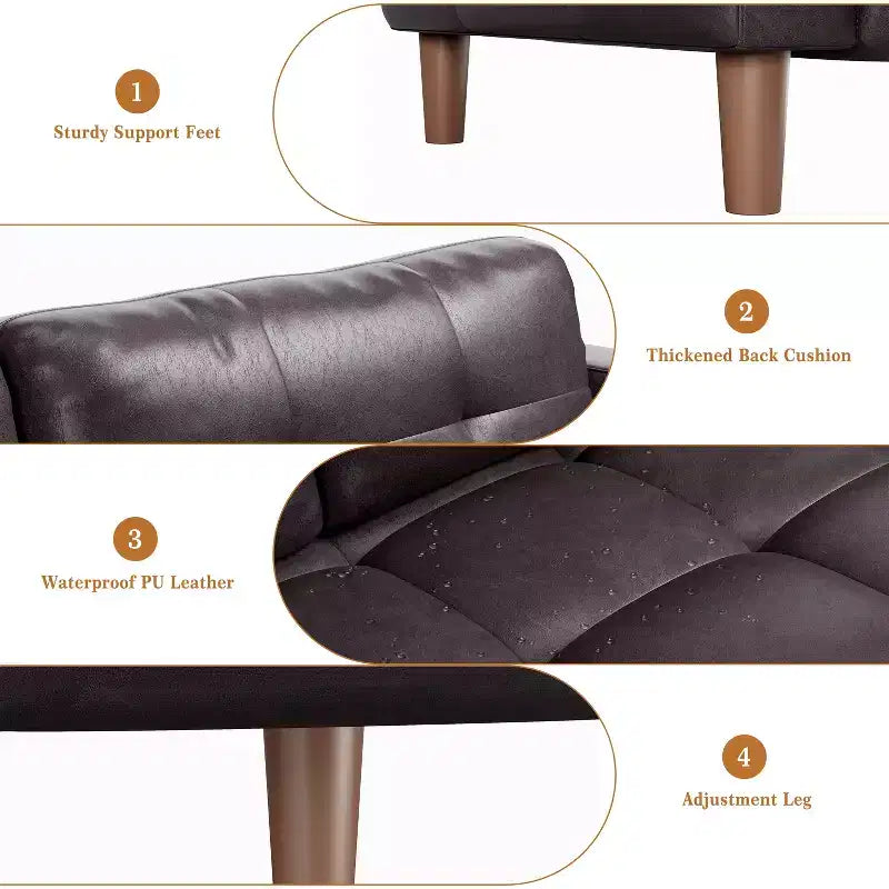 COZONY 83.1 Divano a 3 posti in similpelle, divanetto imbottito oversize con cuscino posteriore, divano moderno di metà secolo per soggiorno, ufficio