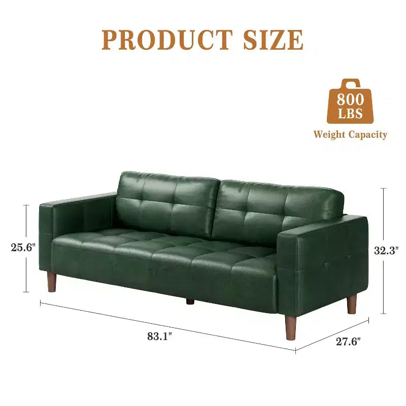 COZONY 83.1 Divano a 3 posti in similpelle, divanetto imbottito oversize con cuscino posteriore, divano moderno di metà secolo per soggiorno, ufficio