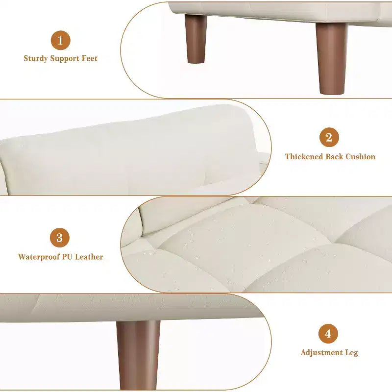 COZONY 83.1 Divano a 3 posti in similpelle, divanetto imbottito oversize con cuscino posteriore, divano moderno di metà secolo per soggiorno, ufficio