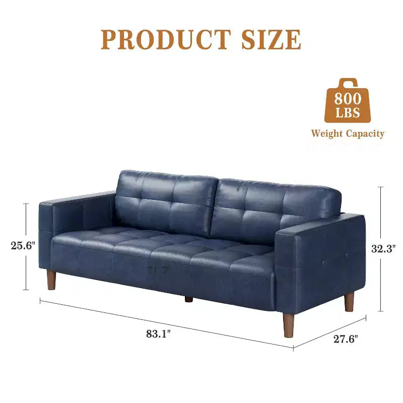 COZONY 83.1 Divano a 3 posti in similpelle, divanetto imbottito oversize con cuscino posteriore, divano moderno di metà secolo per soggiorno, ufficio