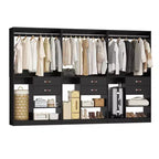 Besiost Sistema Organizer da Armadio da 101 cm con Cassetti, Guardaroba Autoportante con Aste Appendiabiti