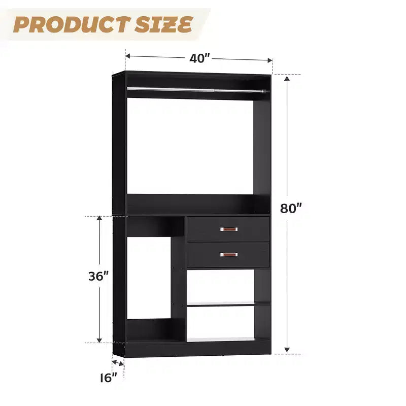 Besiost Sistema Organizer da Armadio da 101 cm con Cassetti, Guardaroba Autoportante con Aste Appendiabiti