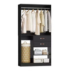 Besiost Sistema Organizer da Armadio da 101 cm con Cassetti, Guardaroba Autoportante con Aste Appendiabiti