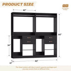 Besiost Sistema Organizer da Armadio da 101 cm con Cassetti, Guardaroba Autoportante con Aste Appendiabiti