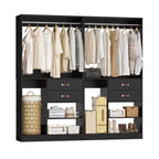 Besiost Sistema Organizer da Armadio da 101 cm con Cassetti, Guardaroba Autoportante con Aste Appendiabiti
