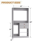 Besiost Sistema Organizer da Armadio da 101 cm con Cassetti, Guardaroba Autoportante con Aste Appendiabiti