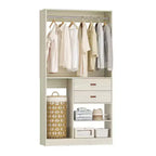 Besiost Sistema Organizer da Armadio da 101 cm con Cassetti, Guardaroba Autoportante con Aste Appendiabiti