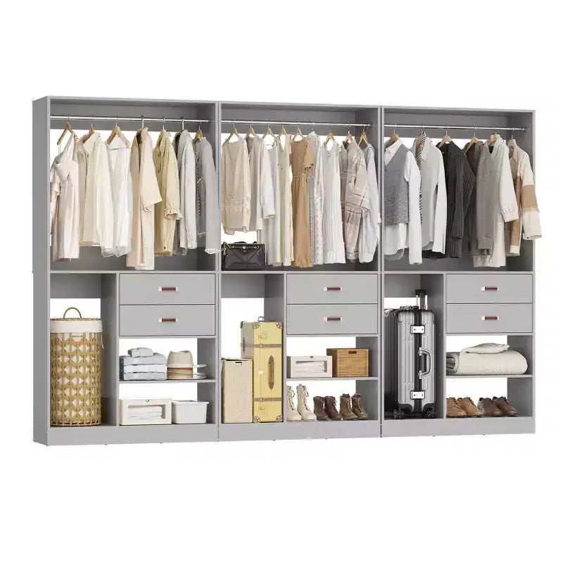 Besiost Sistema Organizer da Armadio da 101 cm con Cassetti, Guardaroba Autoportante con Aste Appendiabiti