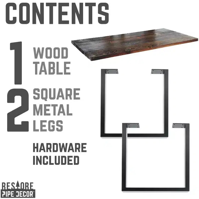 Scrivania Skyline Boulder in legno massello nero Pipe Decor con gambe Landscape da 71 cm