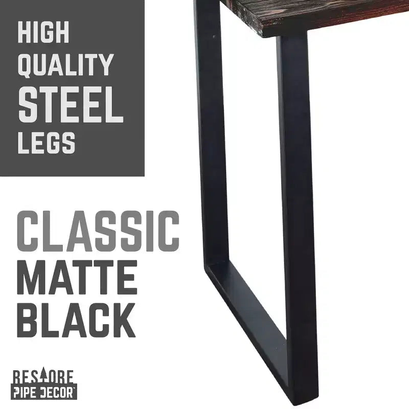 Scrivania Skyline Boulder in legno massello nero Pipe Decor con gambe Landscape da 71 cm