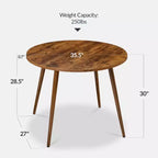 Best Choice Products Tavolo da pranzo rotondo Mid-Century Modern 35,5 pollici, tavolo da pranzo per casa o cucina con gambe in acciaio con finitura in legno
