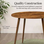Best Choice Products Tavolo da pranzo rotondo Mid-Century Modern 35,5 pollici, tavolo da pranzo per casa o cucina con gambe in acciaio con finitura in legno