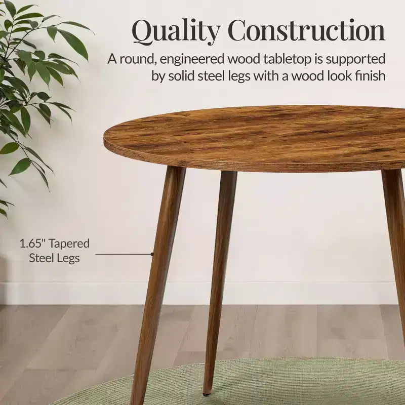 Best Choice Products Tavolo da pranzo rotondo Mid-Century Modern 35,5 pollici, tavolo da pranzo per casa o cucina con gambe in acciaio con finitura in legno