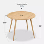 Best Choice Products Tavolo da pranzo rotondo Mid-Century Modern 35,5 pollici, tavolo da pranzo per casa o cucina con gambe in acciaio con finitura in legno