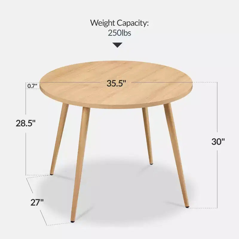 Best Choice Products Tavolo da pranzo rotondo Mid-Century Modern 35,5 pollici, tavolo da pranzo per casa o cucina con gambe in acciaio con finitura in legno