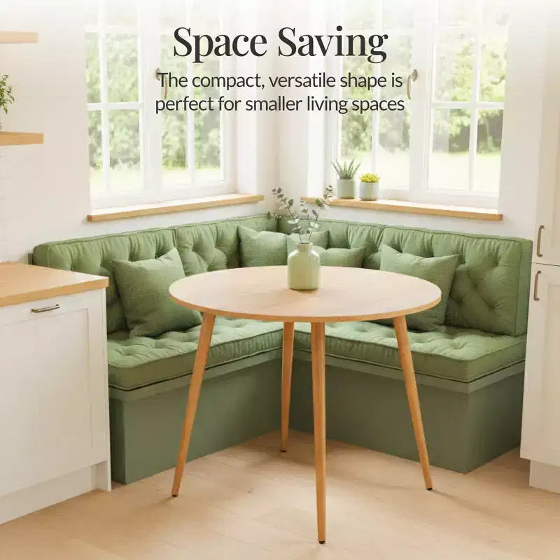 Best Choice Products Tavolo da pranzo rotondo Mid-Century Modern 35,5 pollici, tavolo da pranzo per casa o cucina con gambe in acciaio con finitura in legno