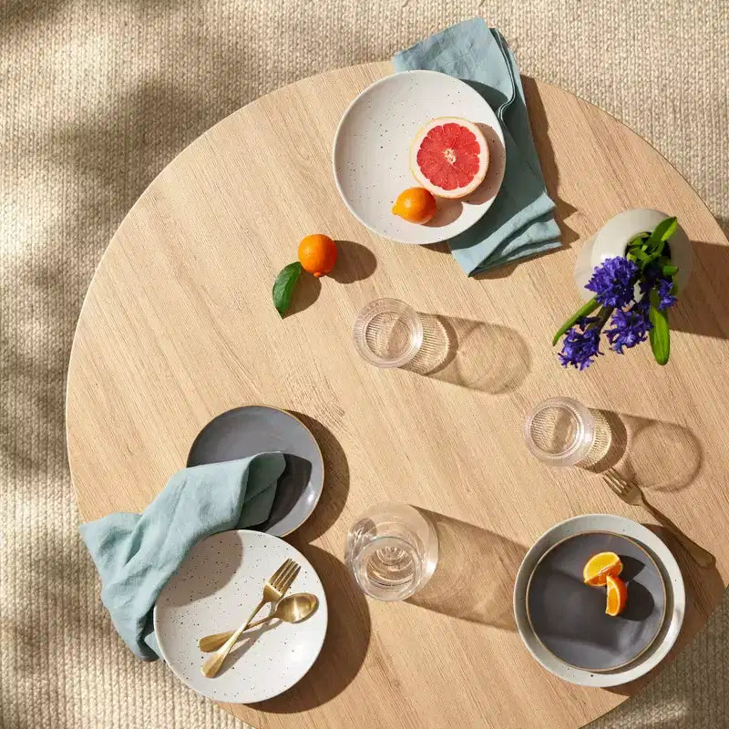 Best Choice Products Tavolo da pranzo rotondo Mid-Century Modern 35,5 pollici, tavolo da pranzo per casa o cucina con gambe in acciaio con finitura in legno