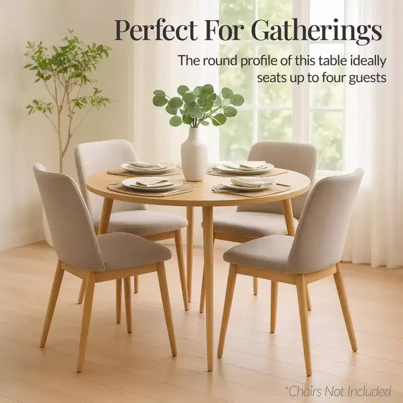 Best Choice Products Tavolo da pranzo rotondo Mid-Century Modern 35,5 pollici, tavolo da pranzo per casa o cucina con gambe in acciaio con finitura in legno