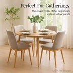 Best Choice Products Tavolo da pranzo rotondo Mid-Century Modern 35,5 pollici, tavolo da pranzo per casa o cucina con gambe in acciaio con finitura in legno