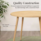 Best Choice Products Tavolo da pranzo rotondo Mid-Century Modern 35,5 pollici, tavolo da pranzo per casa o cucina con gambe in acciaio con finitura in legno