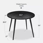 Best Choice Products Tavolo da pranzo rotondo Mid-Century Modern 35,5 pollici, tavolo da pranzo per casa o cucina con gambe in acciaio con finitura in legno
