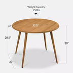 Best Choice Products Tavolo da pranzo rotondo Mid-Century Modern 35,5 pollici, tavolo da pranzo per casa o cucina con gambe in acciaio con finitura in legno