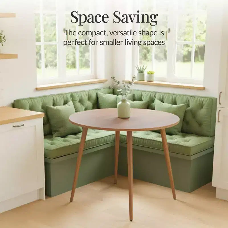 Best Choice Products Tavolo da pranzo rotondo Mid-Century Modern 35,5 pollici, tavolo da pranzo per casa o cucina con gambe in acciaio con finitura in legno