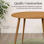 Best Choice Products Tavolo da pranzo rotondo Mid-Century Modern 35,5 pollici, tavolo da pranzo per casa o cucina con gambe in acciaio con finitura in legno