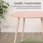 Best Choice Products Tavolo da pranzo rotondo Mid-Century Modern 35,5 pollici, tavolo da pranzo per casa o cucina con gambe in acciaio con finitura in legno