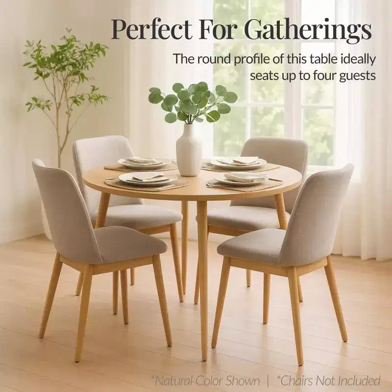 Best Choice Products Tavolo da pranzo rotondo Mid-Century Modern 35,5 pollici, tavolo da pranzo per casa o cucina con gambe in acciaio con finitura in legno