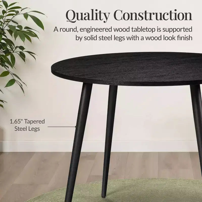 Best Choice Products Tavolo da pranzo rotondo Mid-Century Modern 35,5 pollici, tavolo da pranzo per casa o cucina con gambe in acciaio con finitura in legno